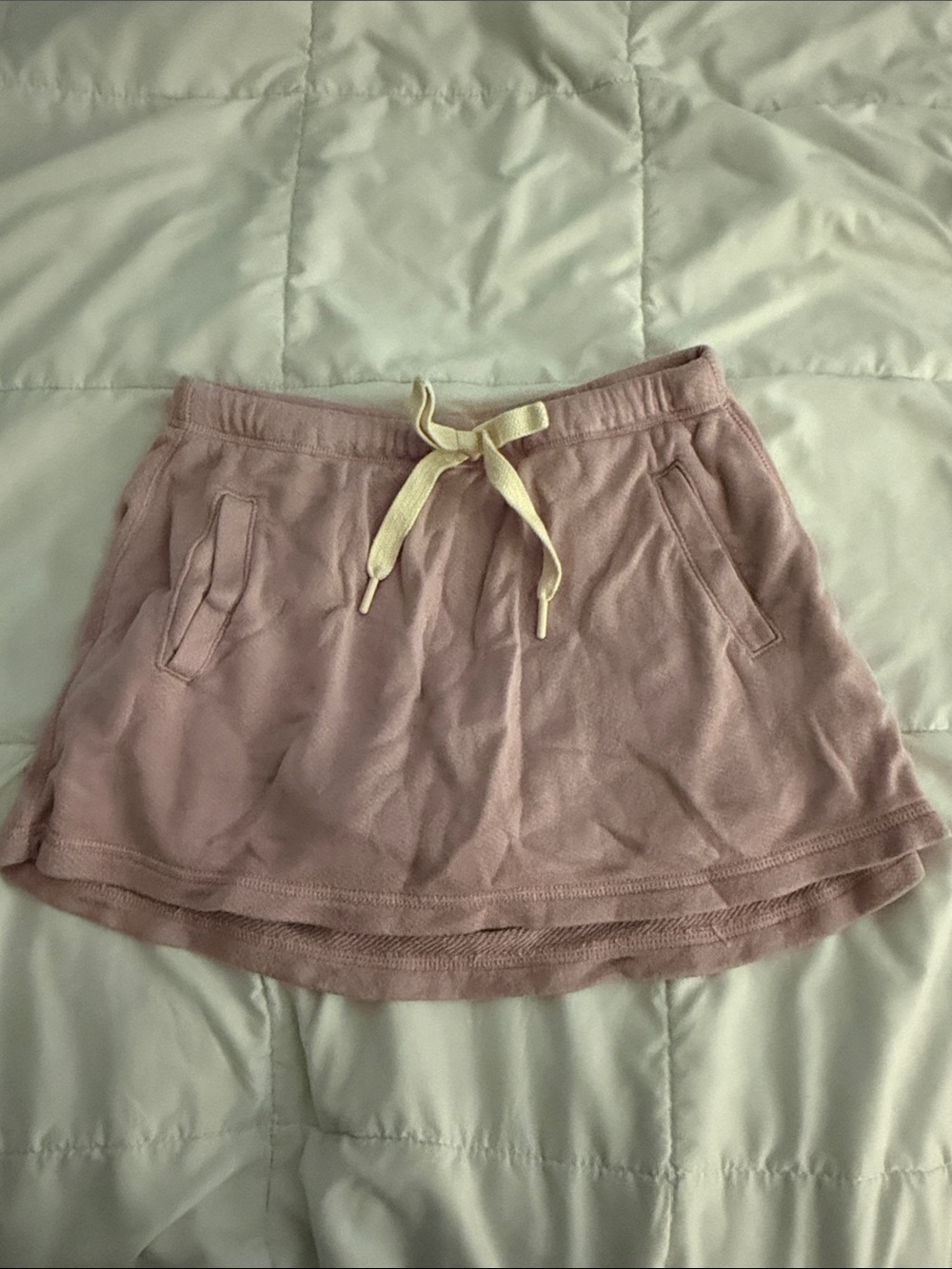 aerie pink drawstring terry cloth skort